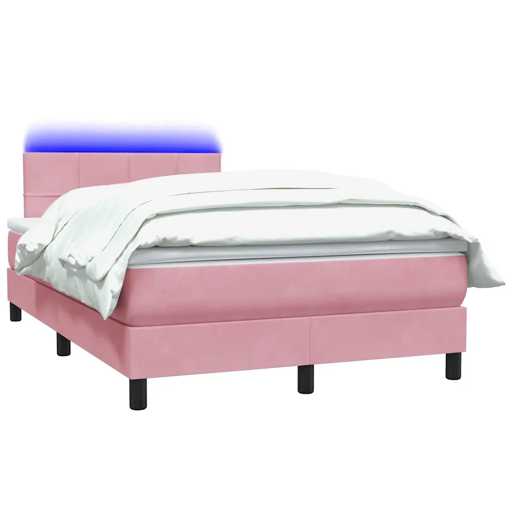 Letto a Molle con Materasso e LED Rosa 120x210 cm in Velluto 3316880
