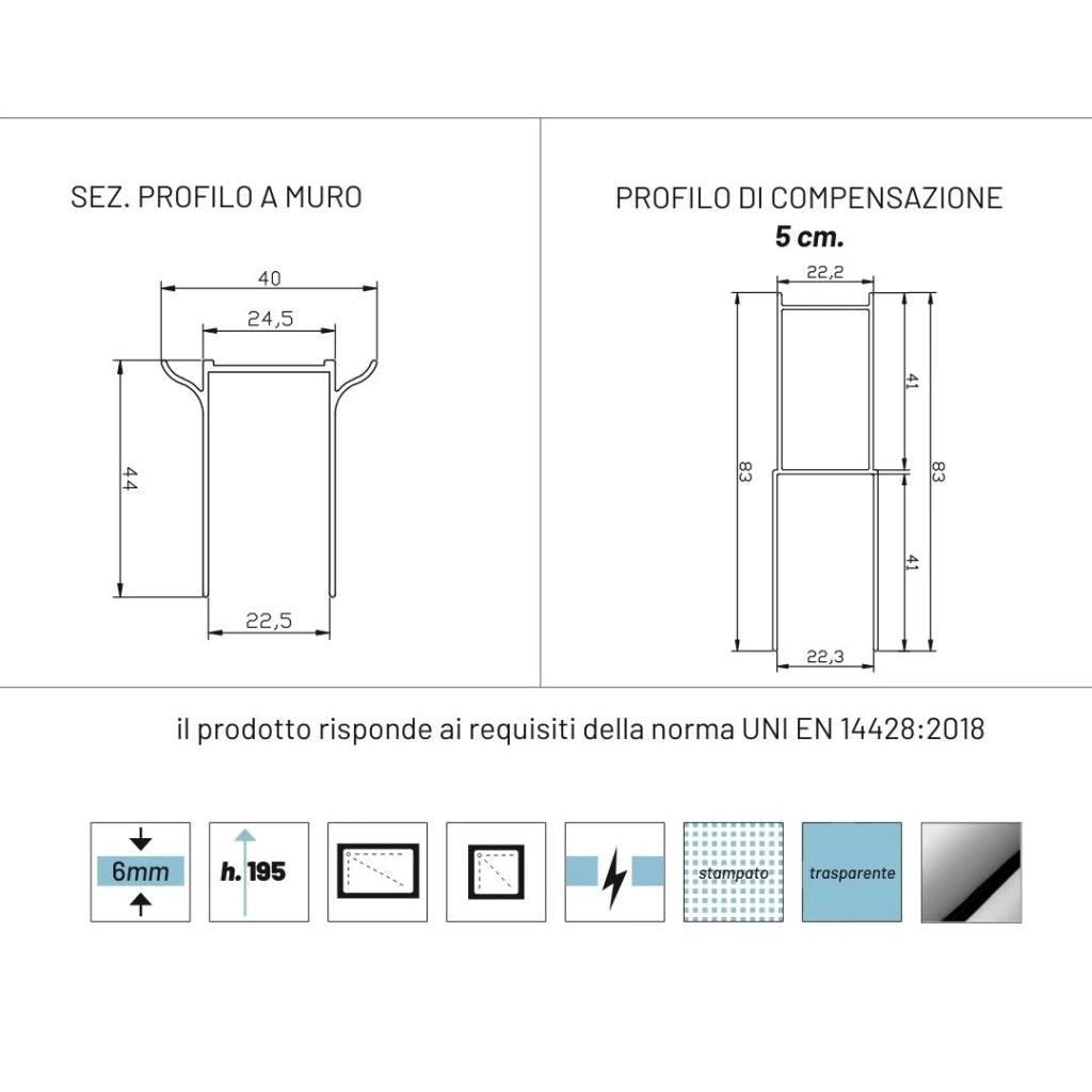 Porta doccia battente briar cromo regolabile cristallo temperato 6 mm *** misure 72-75xh195 cm trasparente, confezione 1