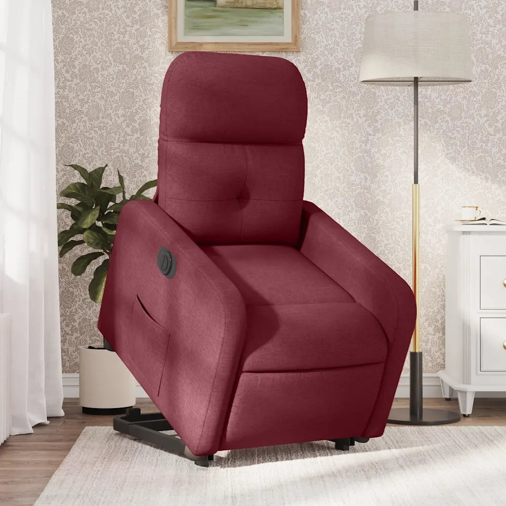 Poltrona Alzapersona Reclinabile Elettrica Rosso Vino Tessuto 3206816