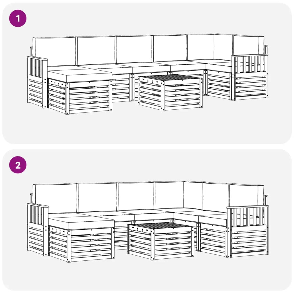 Set divano sezionale con cuscino 8 pcs Naturale e Beige 3375203