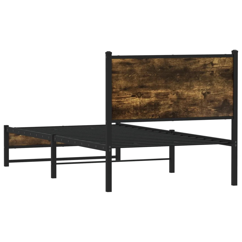 vidaXL Giroletto senza Materaso in Metallo Rovere Fumo 80x200 cm