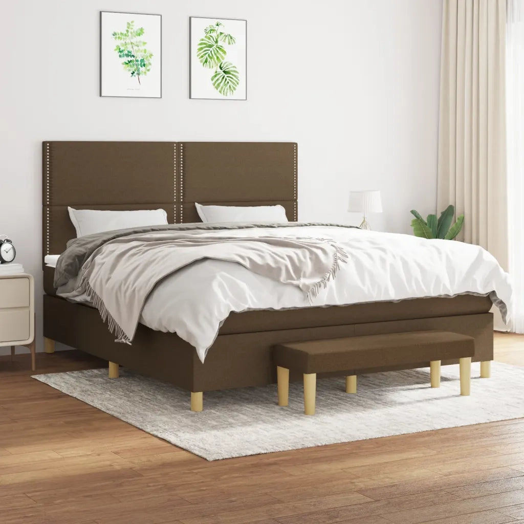 Giroletto a Molle con Materasso Marrone Scuro 180x200cm Tessutocod mxl 75215