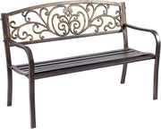 Panchina da Giardino in Metallo e Ferro, Portata fino a 280 kg, Resistente alle Intemperie, Panchina Da Esterno e Interno per Balcone, Cortile, Terrazza, 127 x 60 x 85 cm