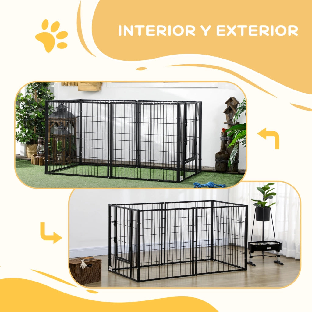 Recinto per Cani Aggiustabile ¨C zephmum ¨C Grigio 6 Pannelli 82.5-150x79x81 cm