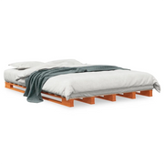Letto matrimoniale | Letto per adulti | Letto Pallet Marrone Cera 140x200 cm in Legno Massello di Pino