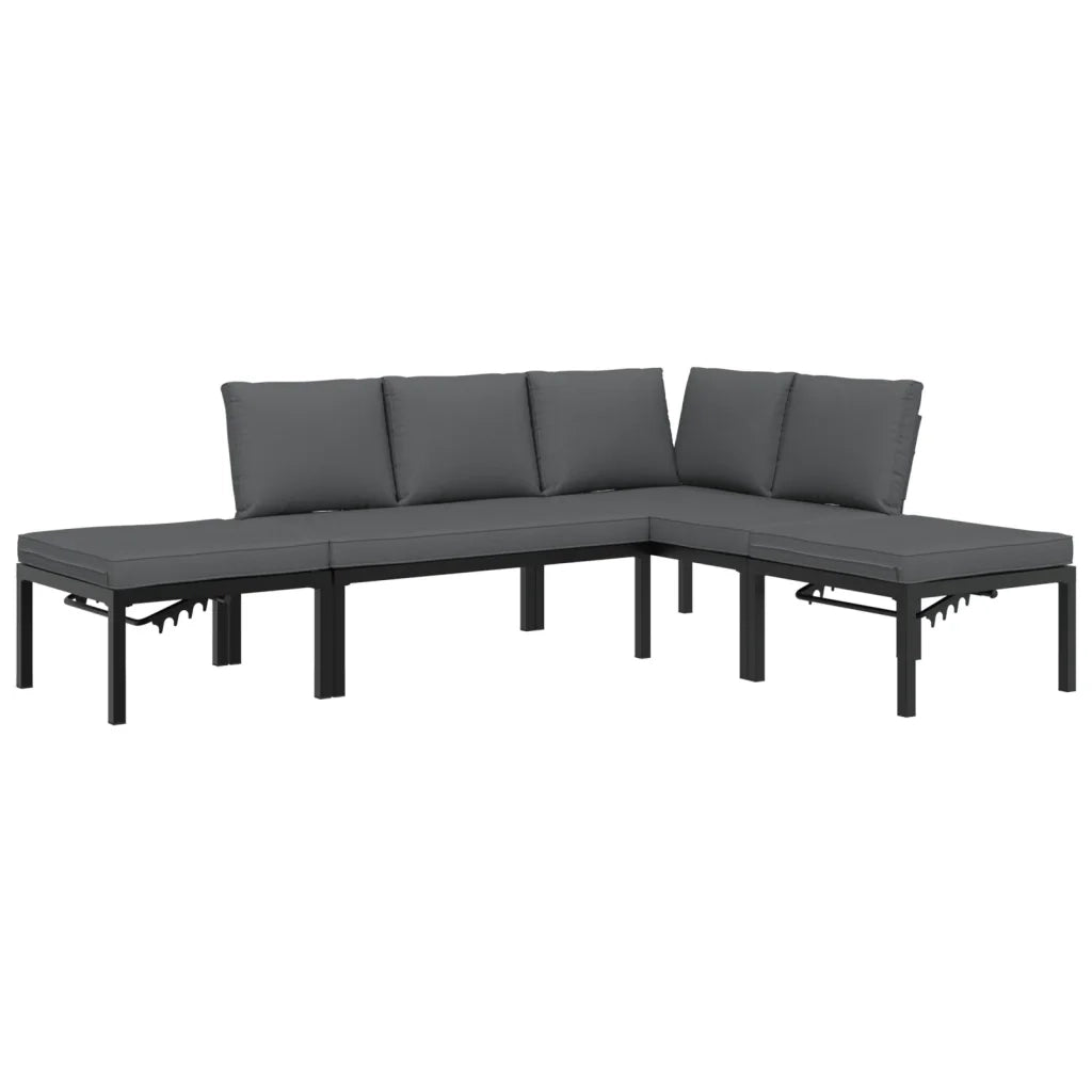 Set Divani da Giardino 4 pz con Cuscini in Alluminio Nero 3283692