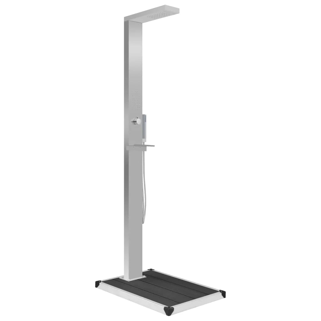 Doccia esterna con piatto doccia in WPC acciaio inox grigio 02_0042029