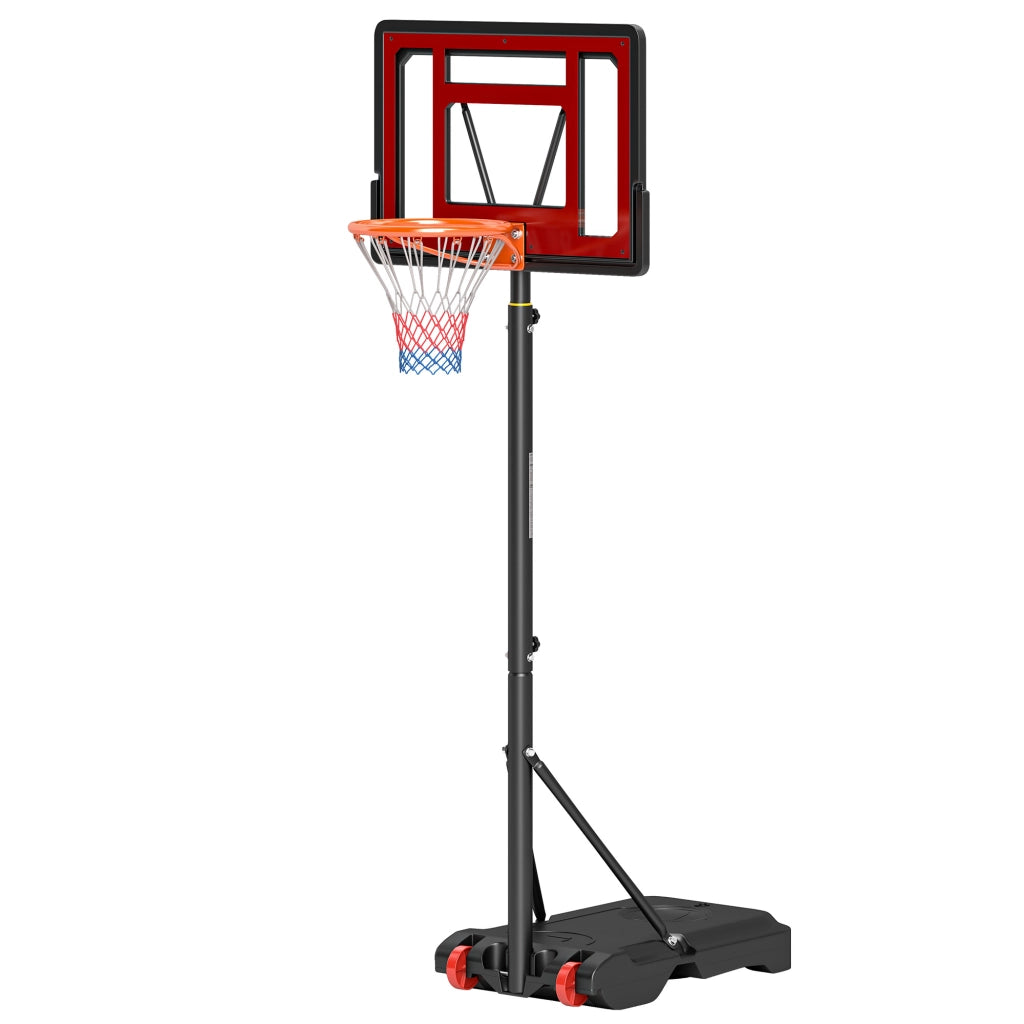 Canestro da Basket Portatile Regolabile per Interni ed Esterni ¨C zephmum ¨C 205-261 cm, Rosso e Nero