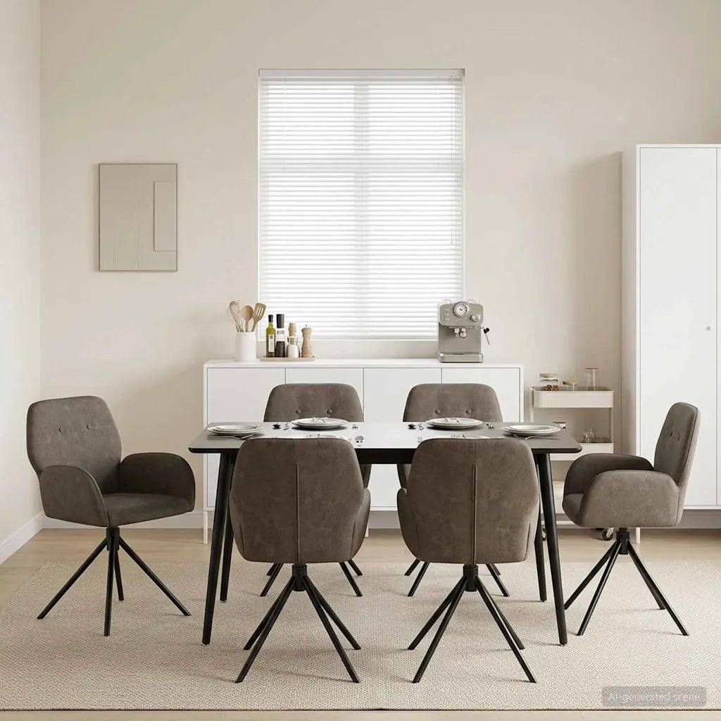 Sedie da pranzo girevoli 6 pz Pelle Scamosciata Sintetica 3428355
