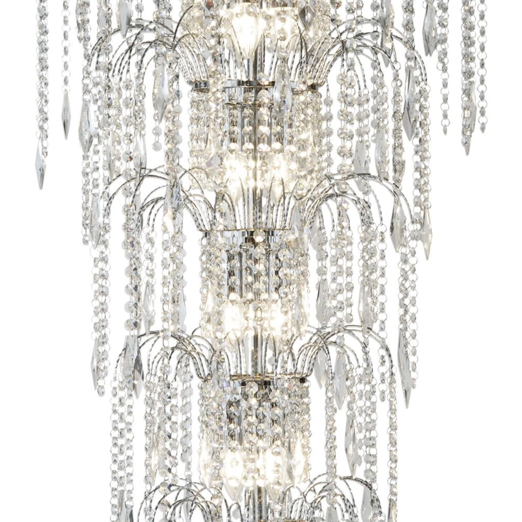 Lampadario Classico Cascata Acciaio Cromo Cristallo 13 Luci E14