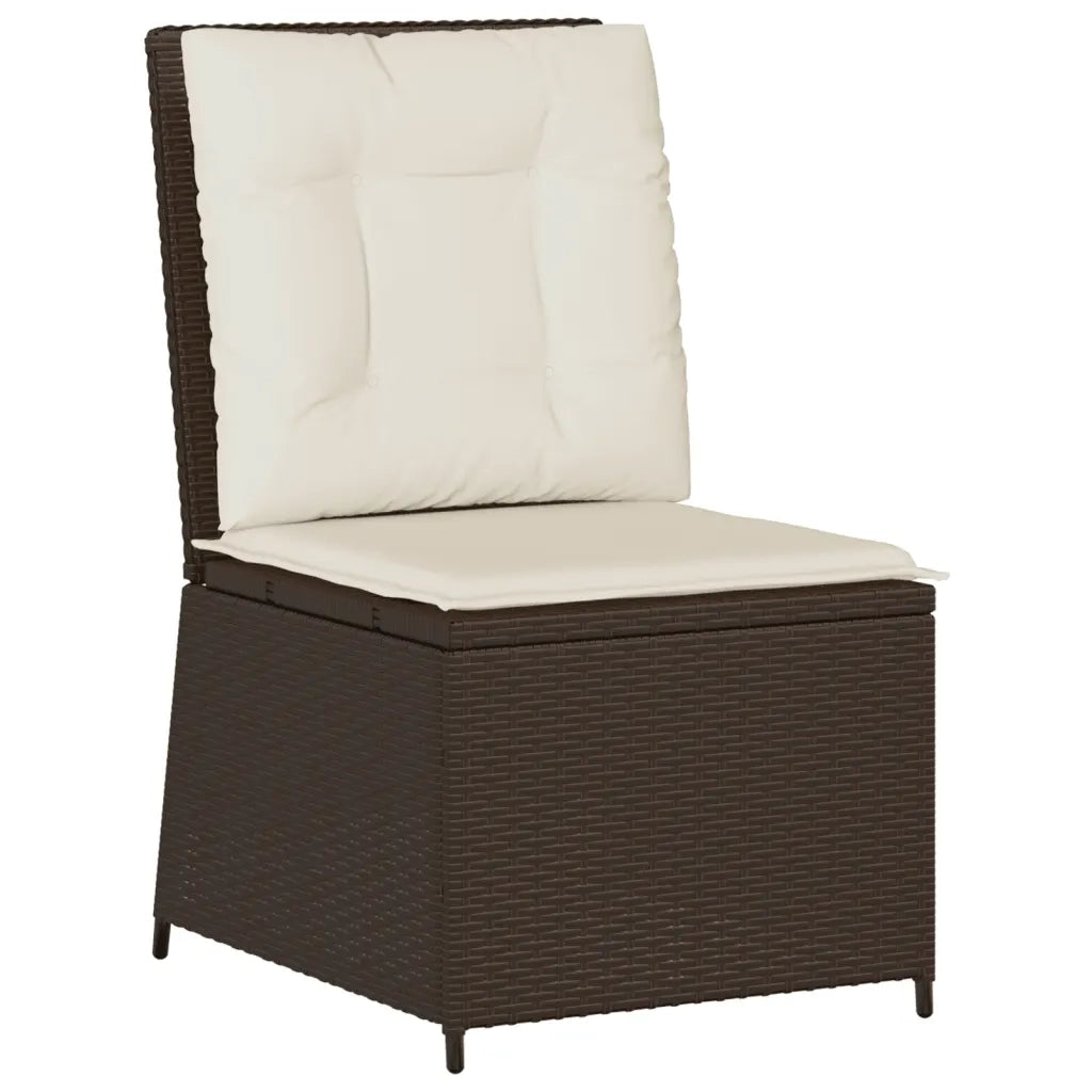 Divano Reclinabile da Giardino con Cuscini Marrone Polyrattan 368974