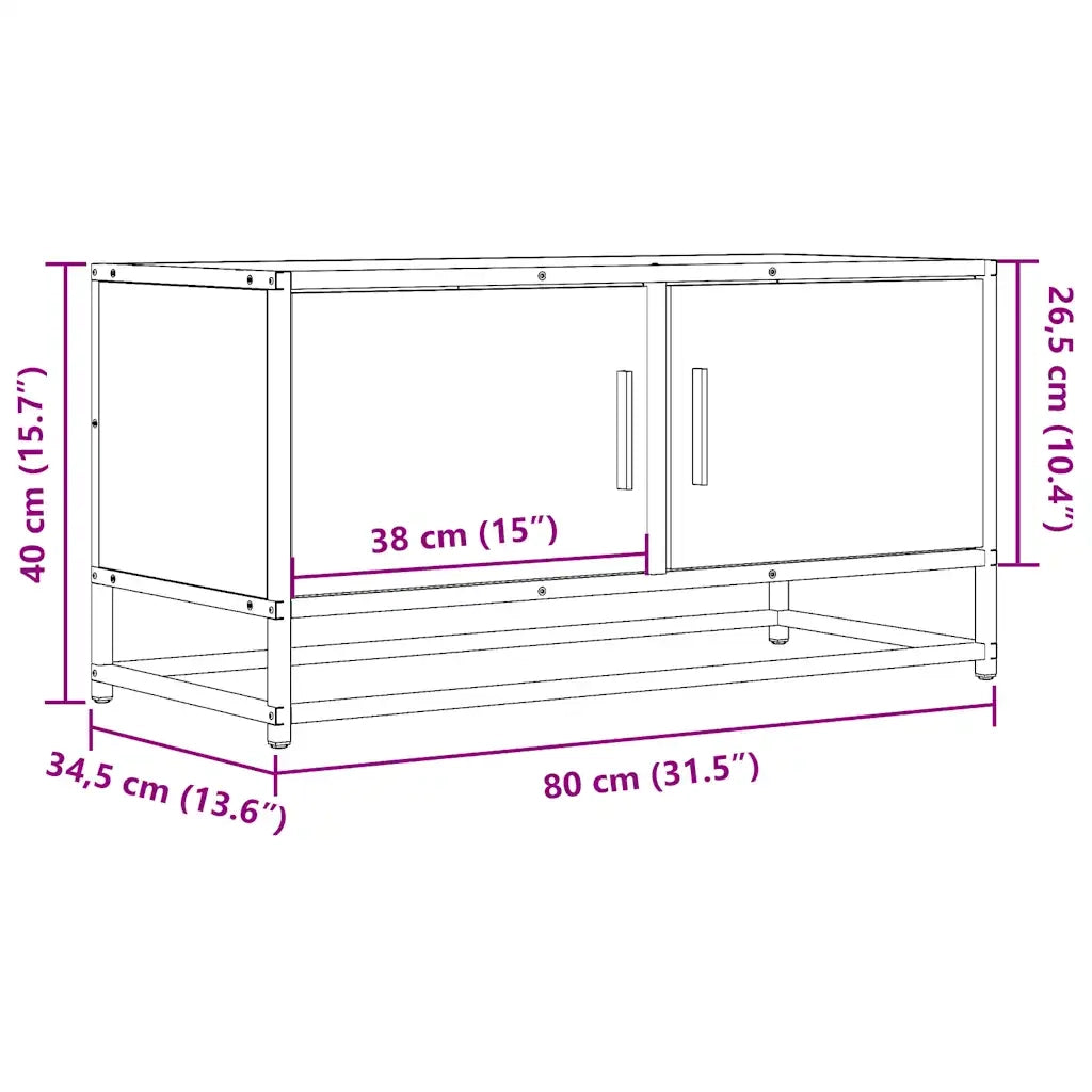 vidaXL Mobile TV Rovere Fumo 80x34,5x40 cm Legno Multistrato e Metallo