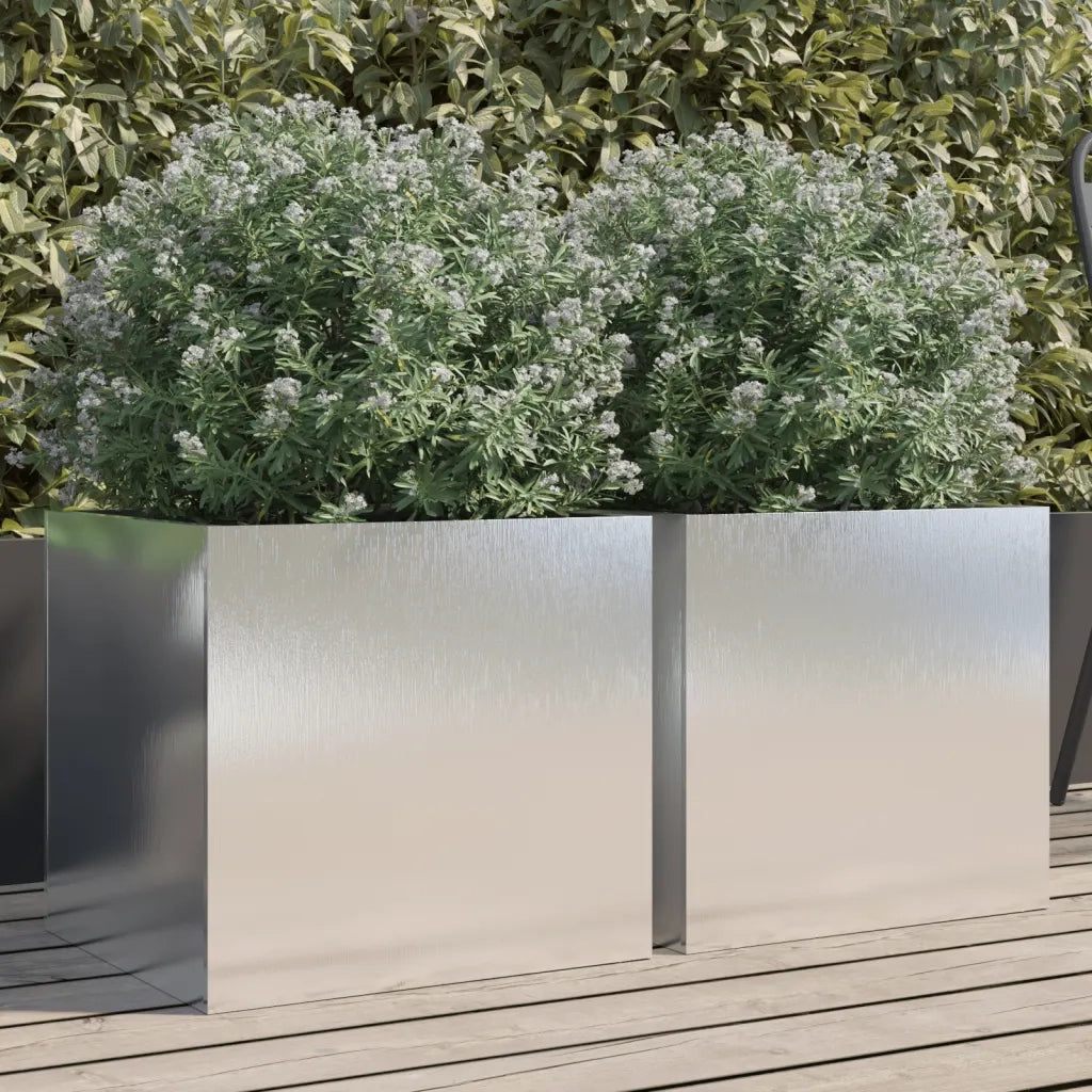 Fioriere 2 pz Argento 42x40x39 cm in Acciaio Inox 841556