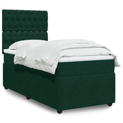 vidaXL Giroletto a Molle con Materasso Verde Scuro 100x200 cm Velluto