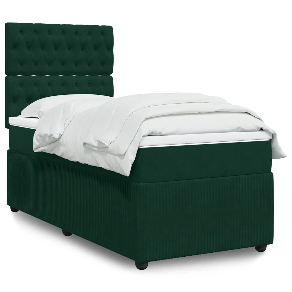 vidaXL Giroletto a Molle con Materasso Verde Scuro 100x200 cm Velluto