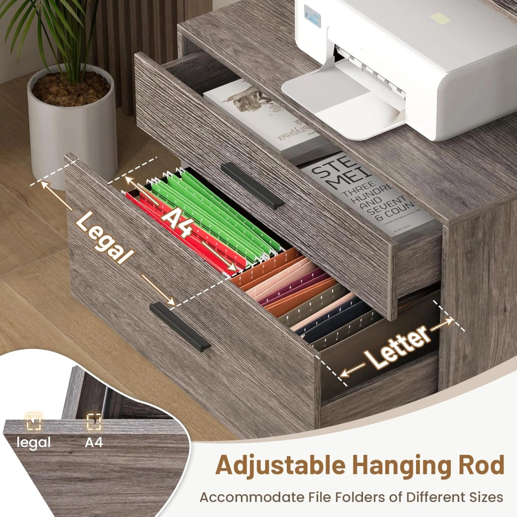 Libreria Scaffale con 2 Cassetti, Mobile di Stoccaggio con Dispositivo Antiribaltamento, Armadietto per Soggiorno, Ufficio, Camero da Letto, 75 x 40 x 156 cm (Grigio)