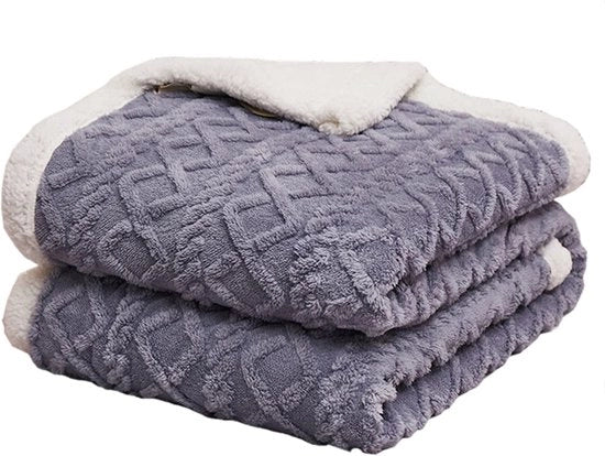 Sherpa deken con pelo soffice - Deken di alta qualità - Decongestionante decongestionante morbido come deken da divano, coperta o deken da letto - Blu - 180 x 200 cm