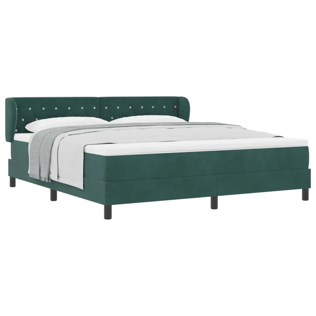 Letto a molle con materasso Verde scuro 180 x 200 cm Velluto 3340349