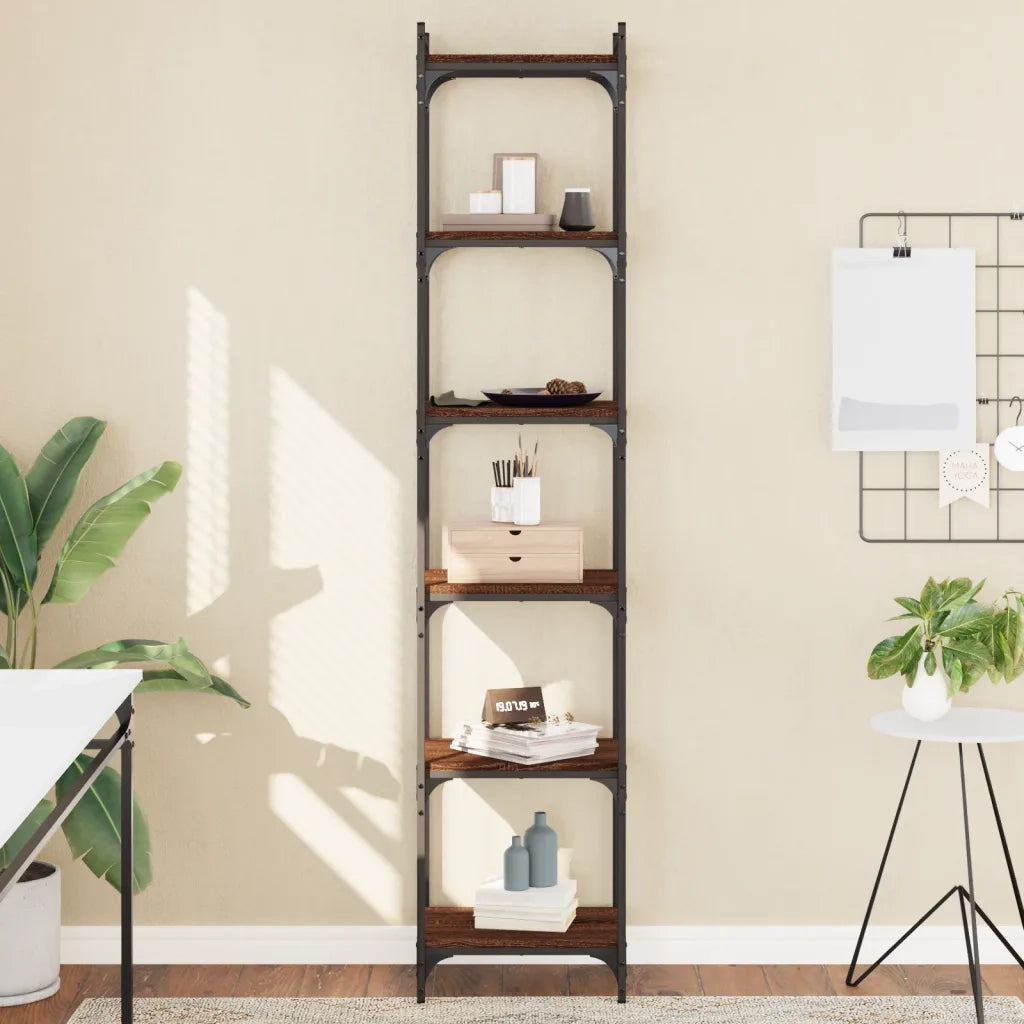 Libreria 6 Ripiani Rovere Marrone 40x30x188cm Legno Multistratocod mxl 132490