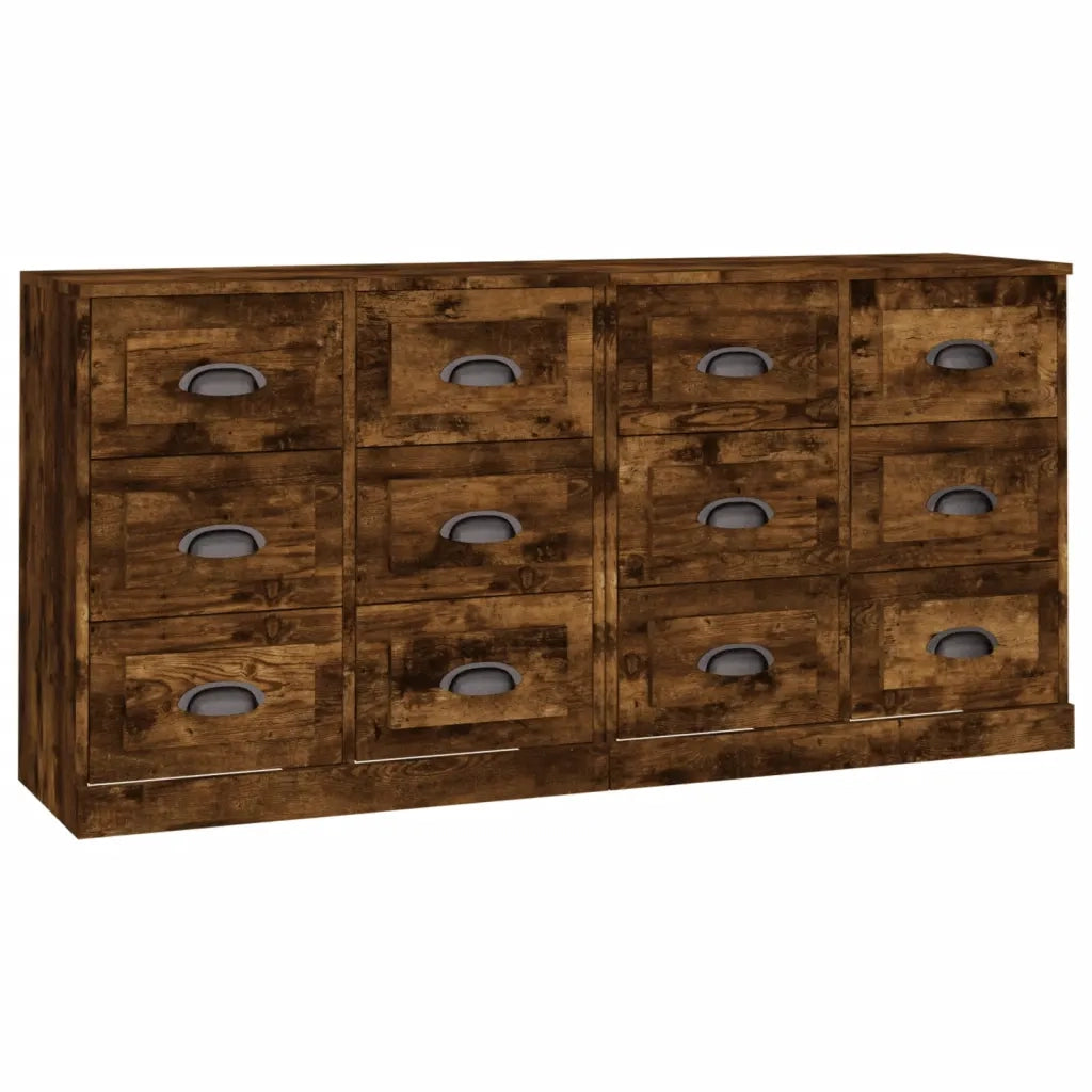 Credenze 2 pz Rovere Fumo in Legno Multistrato 3185284