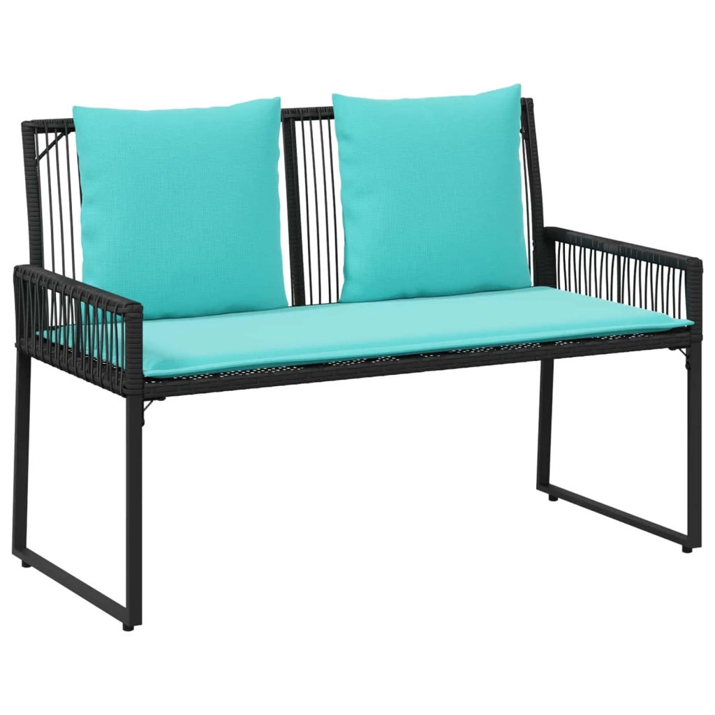 Set di Mobili da Esterno 9 pcs Nero e Turchese polyrattan