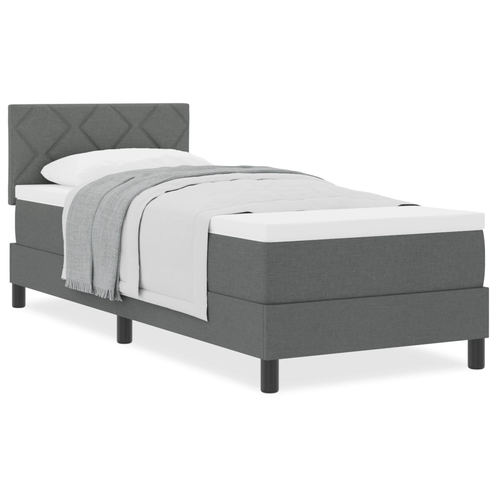 Letto Box Spring con Materasso Grigio Scuro 80x200 cm Tessuto