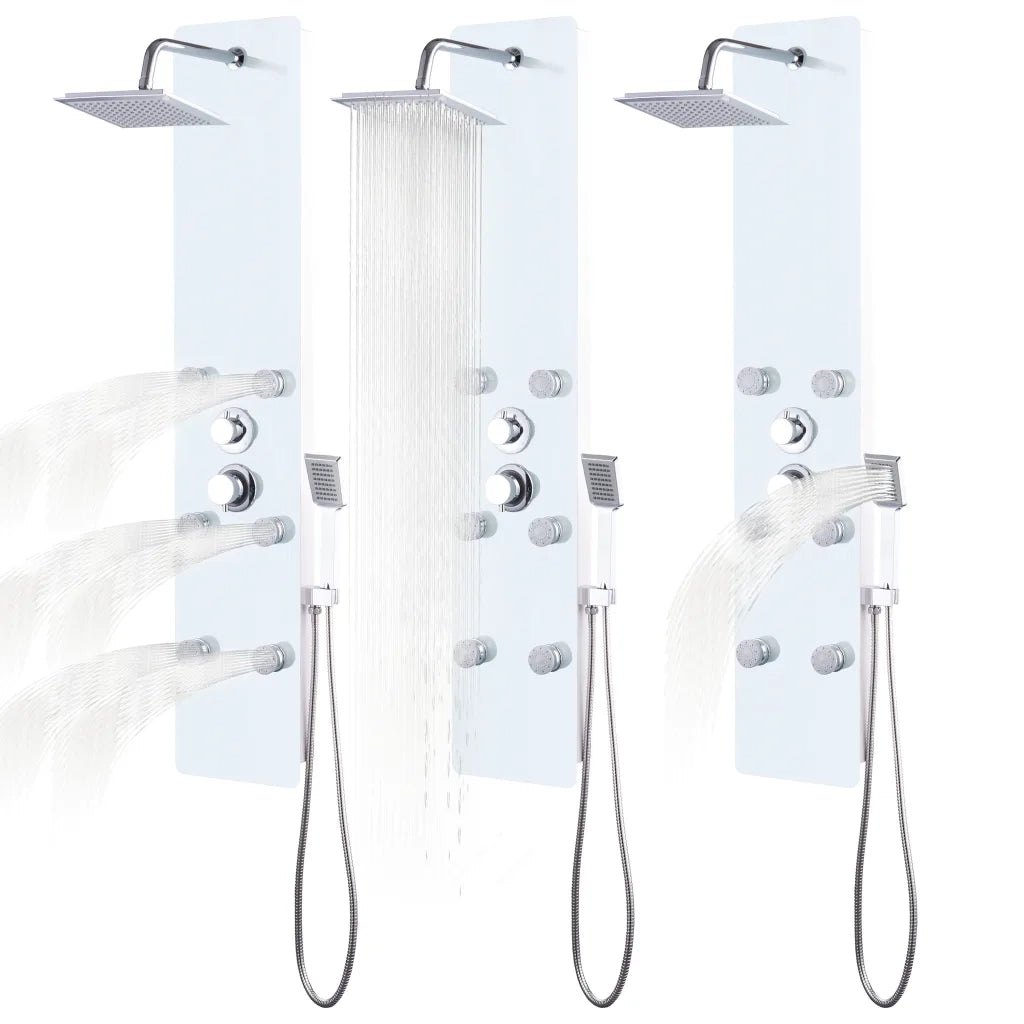 Pannello Doccia in Vetro 25x44,6x130 cm Bianco 142992