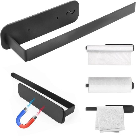 Sostegno magnetico per cucina in acciaio inossidabile - Nessuna perforazione richiesta - Sostegno per parete - Adesione forte - Adatto per diverse misure - Sostegno per asciugamani in carta