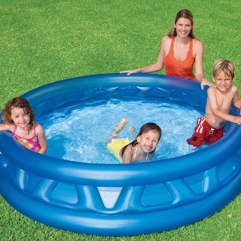 Intex 58431 Triangoli Soft Piscina Gonfiabile per Bambini 188x46 cm 666 L 3 Camere d'Aria 3+ anni colore Blu