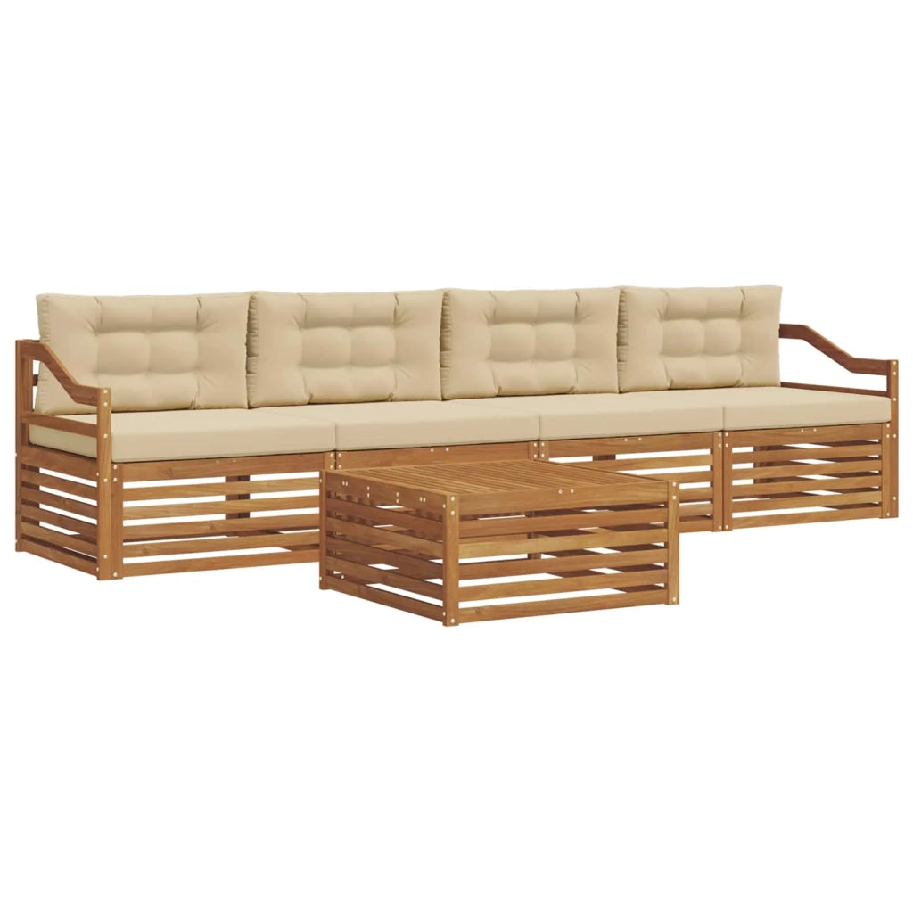 Set di divani da esterno con cuscino 5 pcs Naturale e Beige 3372998