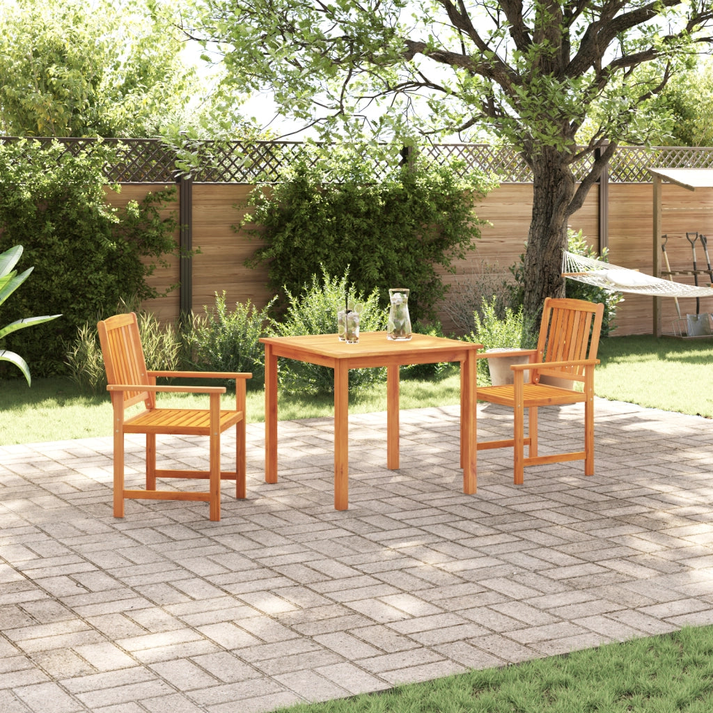Set Pranzo Giardino 3 Pezzi in Legno Massello di Acacia
