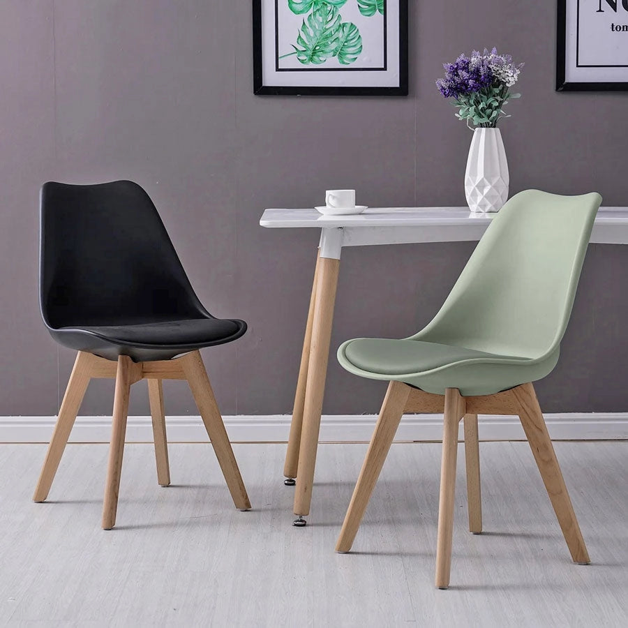 Set 4 sedie 53,5x48,5x83 cm Gambe in Legno Candice Verde Chiaro