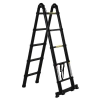 DURHAND Scala Telescopica Pieghevole da 10 Gradini in Alluminio e Metallo per Interni ed Esterni, 320x67x7 cm, Nero