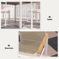 Set da Giardino con Tavolo da Pranzo in Vetro Rettangolare e 4 Sedie con Braccioli, Multicolore