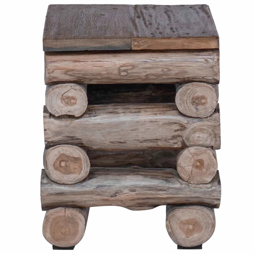 Pouf Naturale 30 x 30 x 38 cm Legno di teak solido