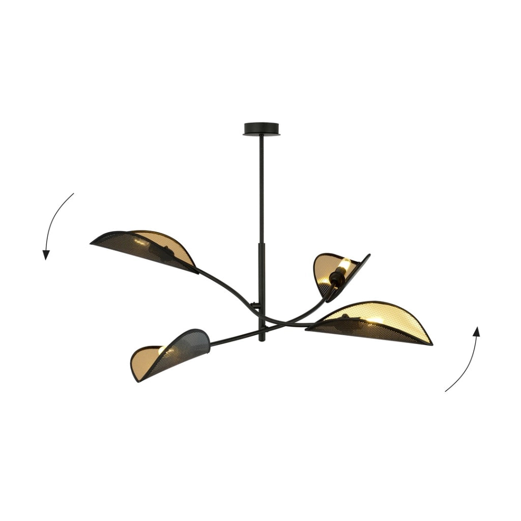 Plafoniera Emibig Lotus metallo 4xE14 nero/oro 102cm