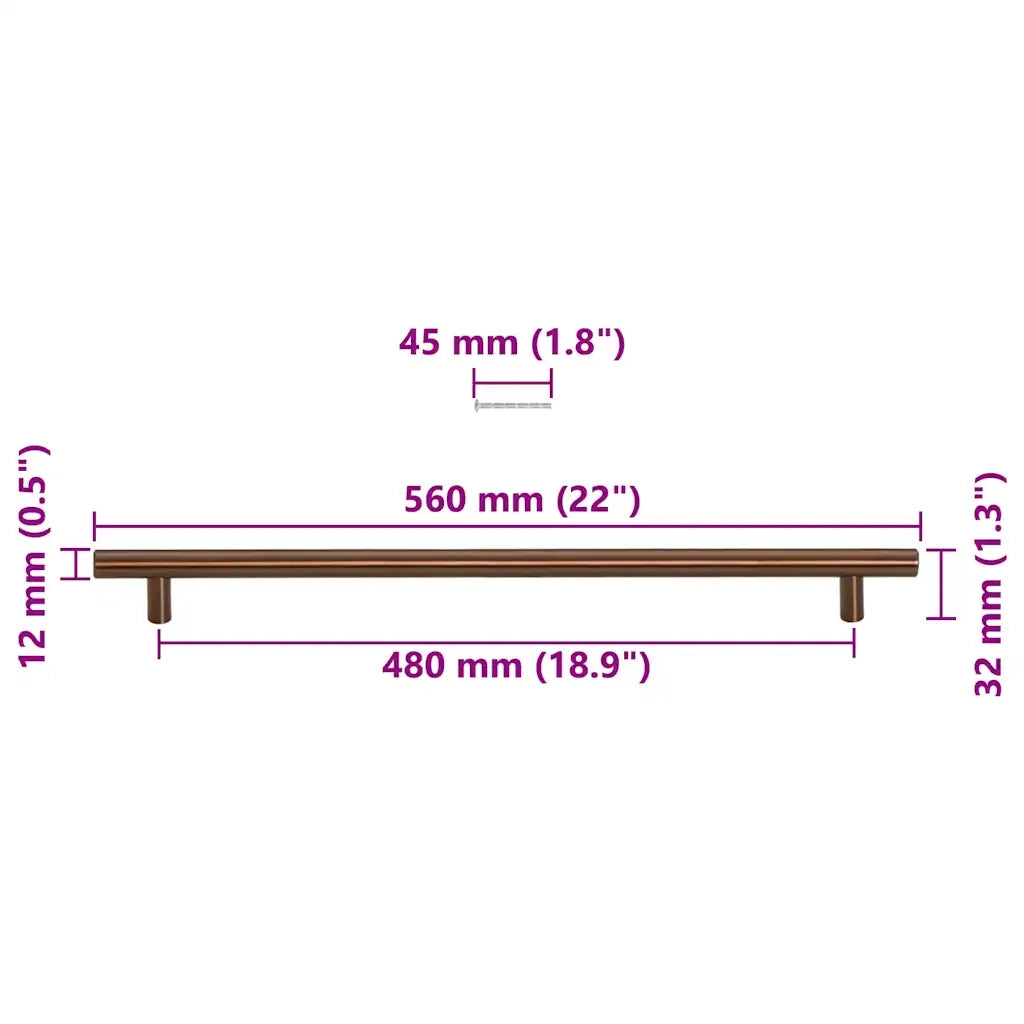 Maniglie per Mobili 5pz Bronzo 480mm in Acciaio Inox 155379