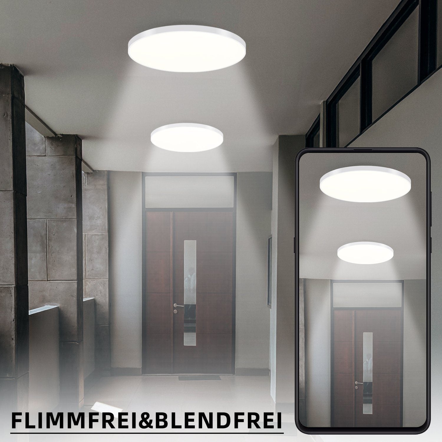 ZMH Lampada da soffitto plafoniera LED luce continua 37x2 5 cm dimmerabile