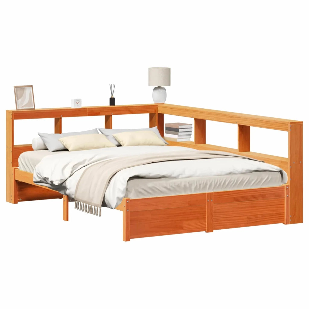 Letto Libreria con testiera 2 pcs Marrone cerato 200 x 160 cm 3422764