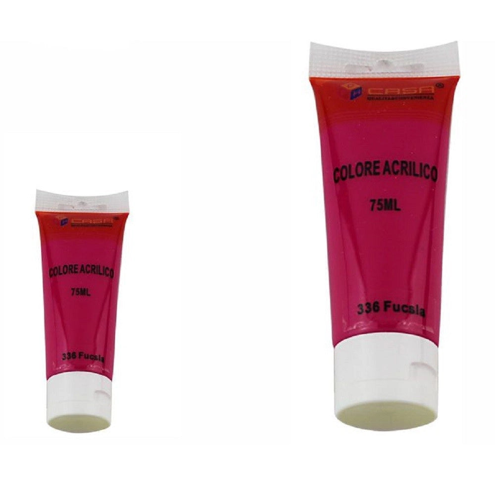 Trade Shop - Set 6 Pezzi Pittura Acrilica Vernice Confezione Colore Fuxia Tubo 75 Ml 07489 -