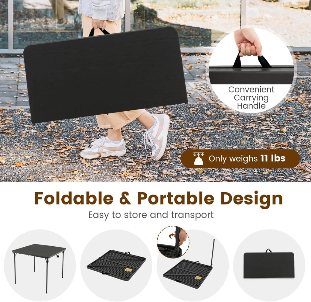 Tavolo Pieghevole da Campeggio, Tavolino Picnic Portatile e Salvaspazio con Cinghie per il Trasporto, in HDPE con e Acciaio, per Barbecue, Giardino, Esterno, Carico di 100 kg (Grigio)