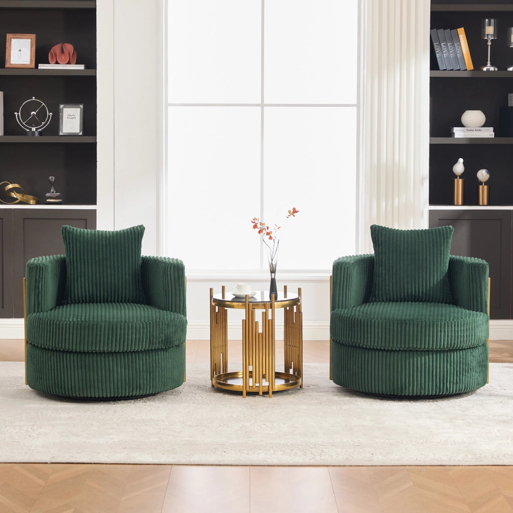 POLTRONA Girevole 360° in Corda 76x79x78 cm Verde Smeraldo