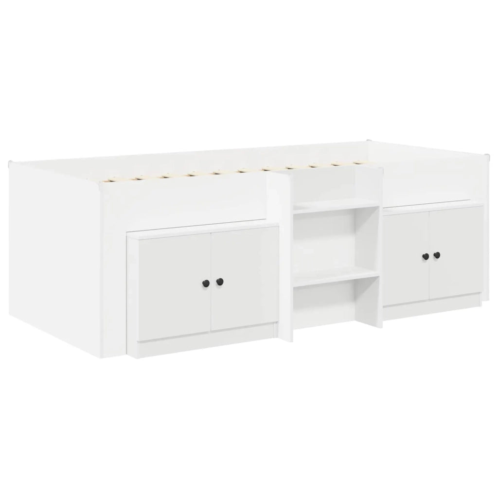 Struttura Letto Loft con Armadietto con porta 3 pcs-Giroletto con contenitore Bianco