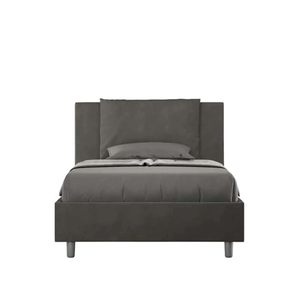 Letto una piazza e mezza contenitore imbottito 120x210 microfibra grigio Antea
