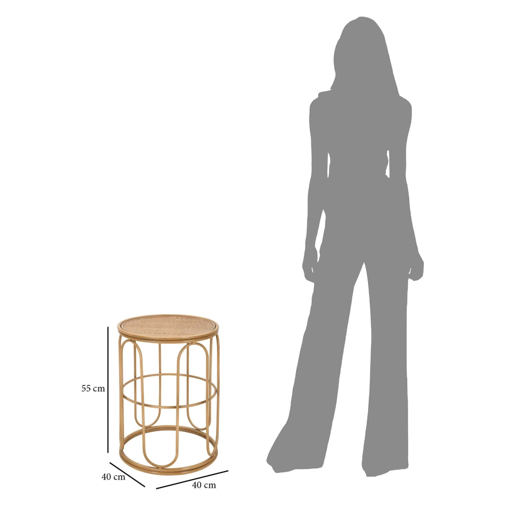 Socotr, Tavolino da Salotto Effetto Rattan, 40x40x55h cm Marrone