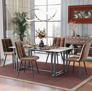 Set di 4 sedie da pranzo imbottite in velluto marrone con gambe in metallo