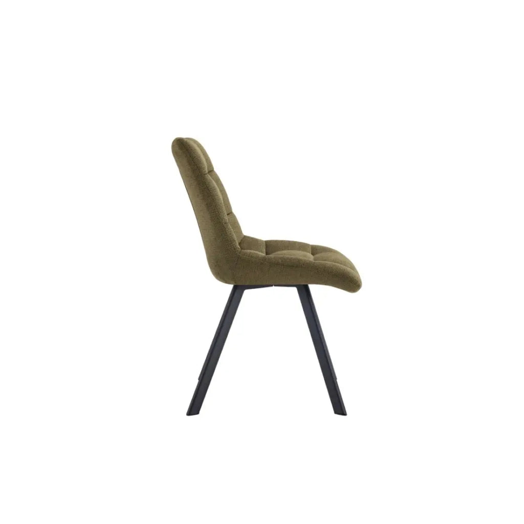 Set di 2 sedie VELMA - Tessuto verde oliva - Gambe in metallo - Design compatto - Eleganza naturale e contemporanea