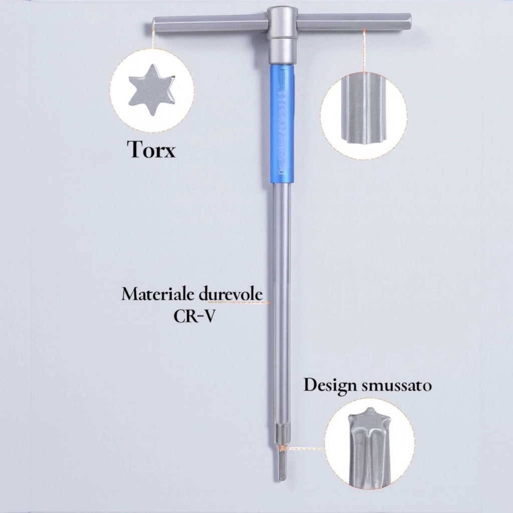 Set Chiavi Torx a T 8 Pezzi T10–T55 CR-V con Manico 360° e Custodia Rigida