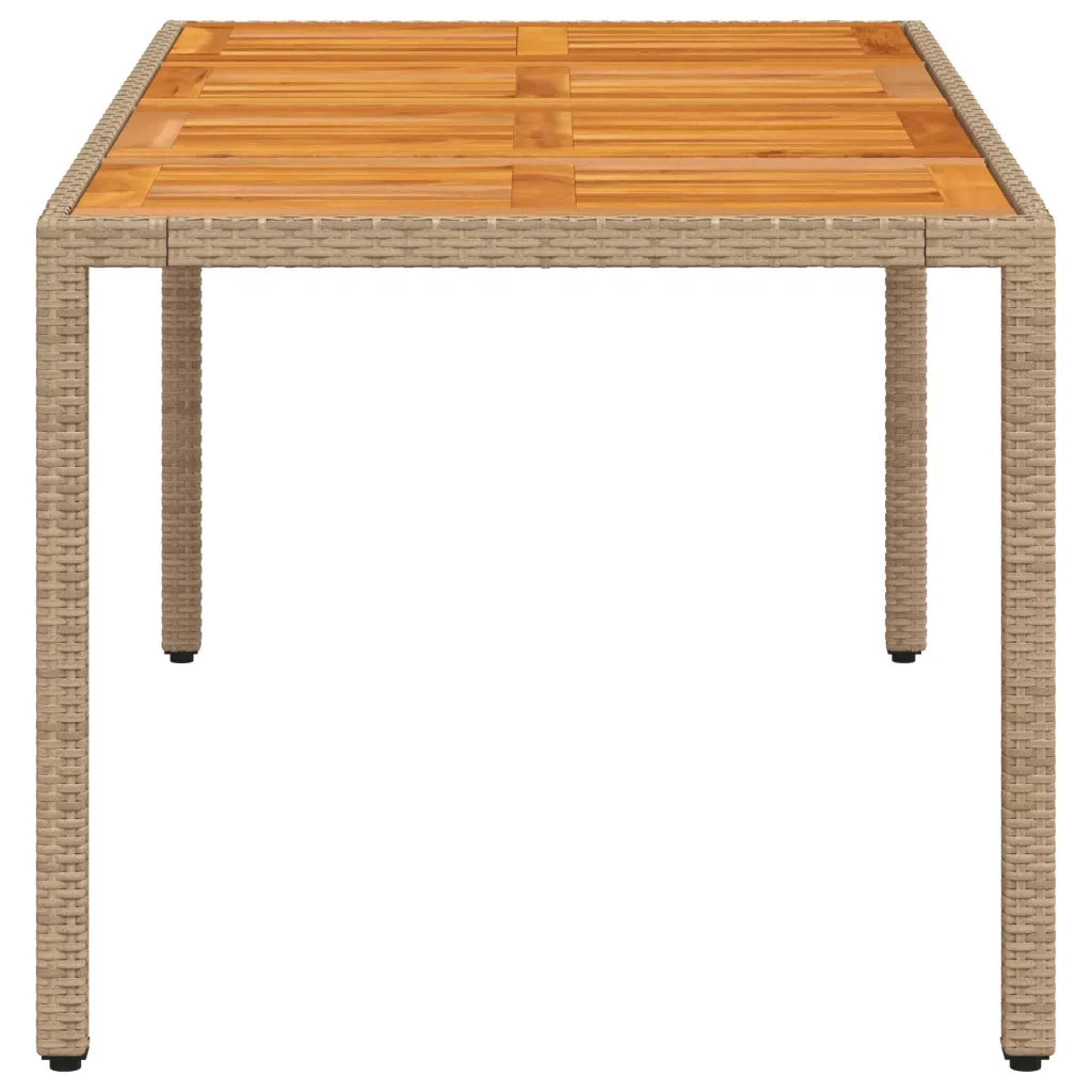 Tavolo da Giardino Beige 190x90x75cm Polyrattan Legno di Acacia 368130