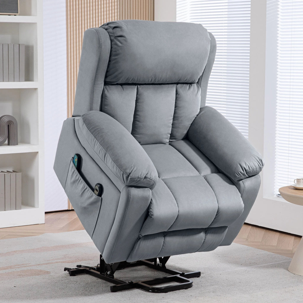 Poltrona elettrica reclinabile massaggiante con riscaldamento ¨C Zephmum ¨C Grigio tessuto sintetico